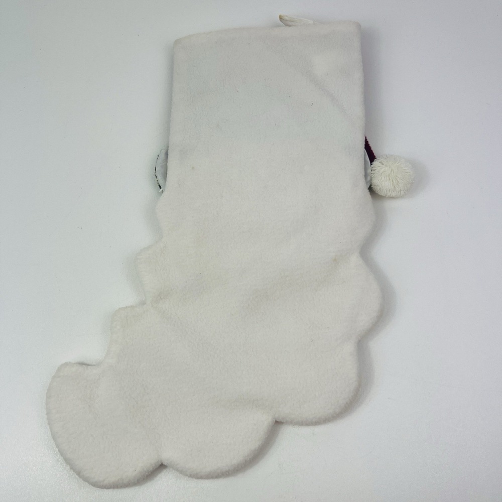 Santa Face Beard Fleece Christmas Stocking 3 D Red Green White Cloth 17x8" - Picture 11 of 11